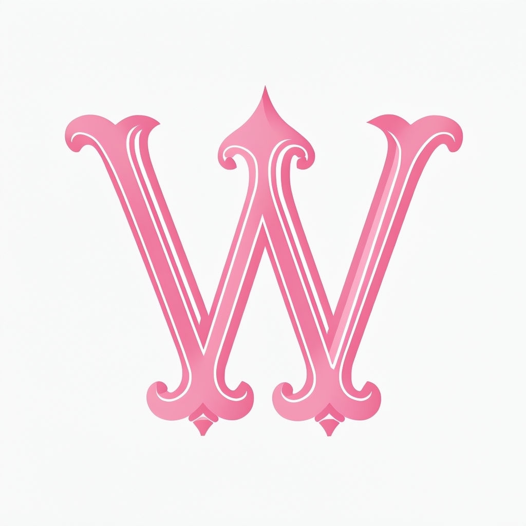 Elegant Intricate Pink W Monogram Design for Personalized Use Monogram