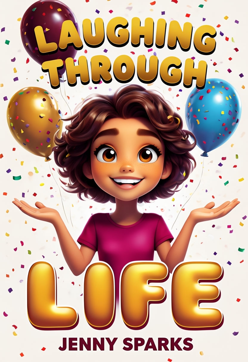 Cheerful Character with Balloons Book Cover for Laughing Through Life ...