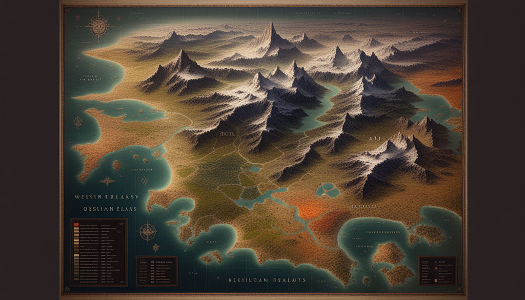 Create a detailed fantasy map of the Ashen Realms from an ae... by ...