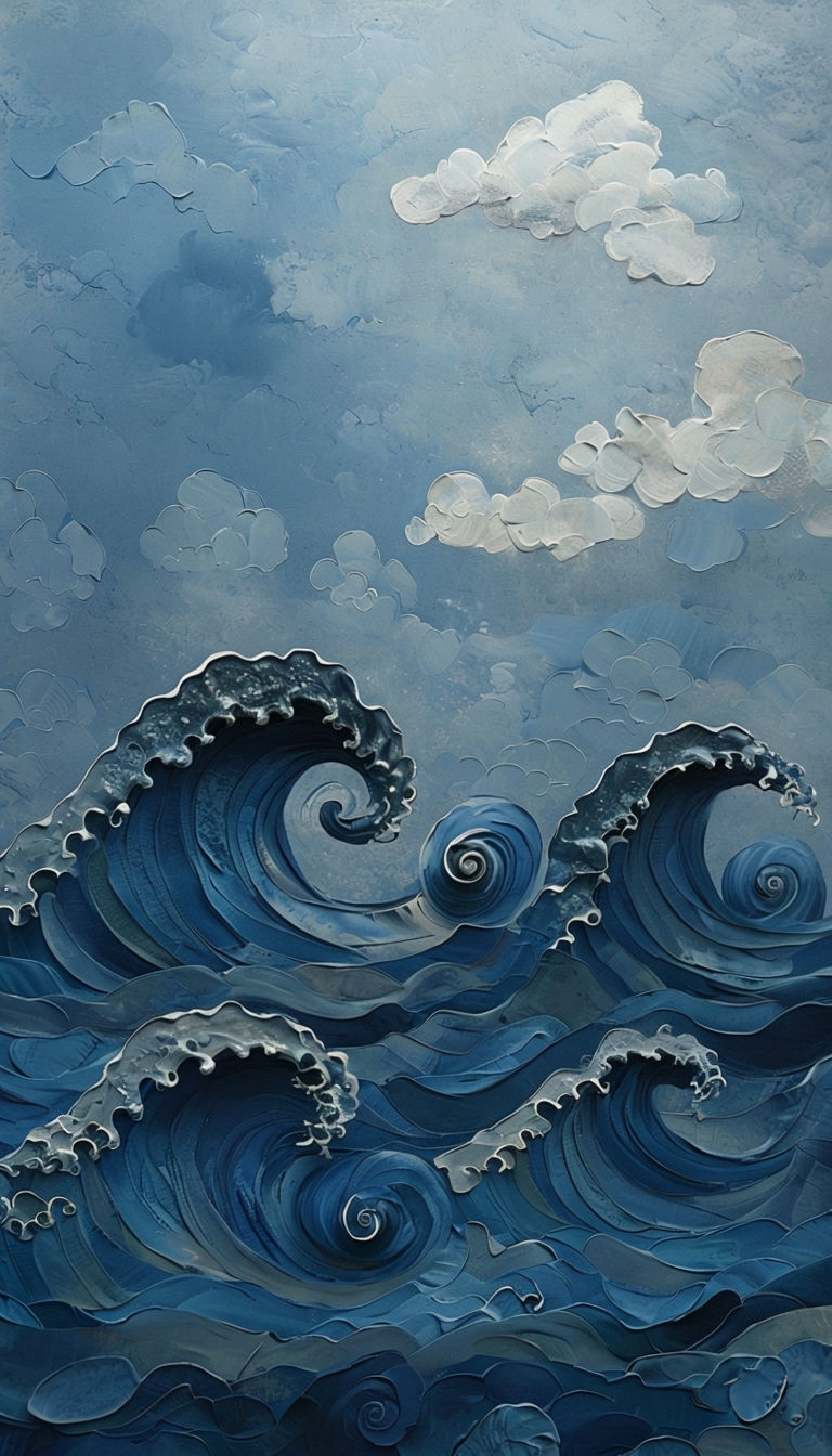 Serene Ocean Waves and Tranquil Sky Digital Art Poster