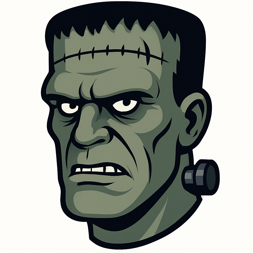 Frankenstein's Monster Cartoon Head Illustration Sticker