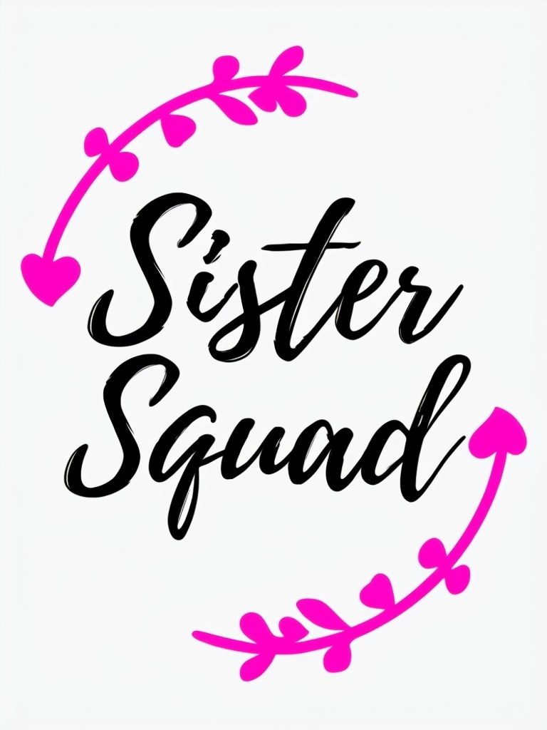 Sister Squad Minimalist Calligraphy Design T-Shirt
