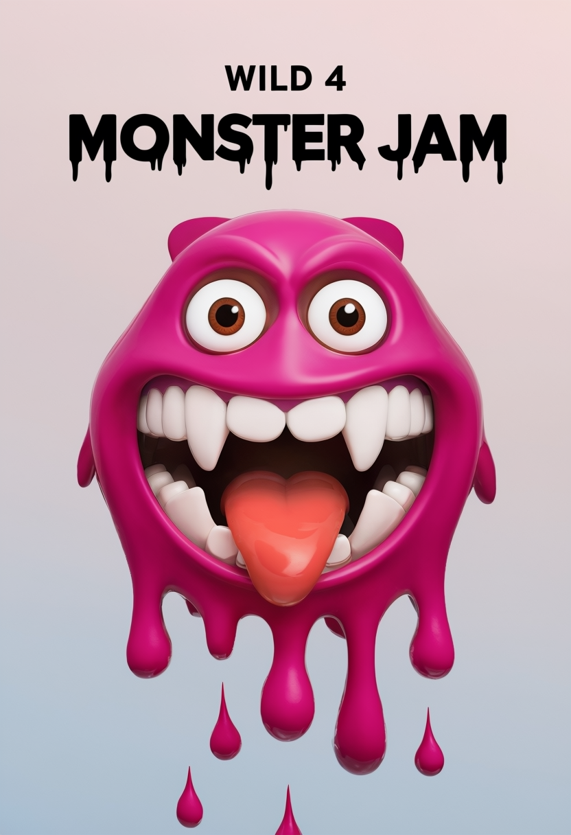 Magenta Cartoon Monster 3D Render Graphic