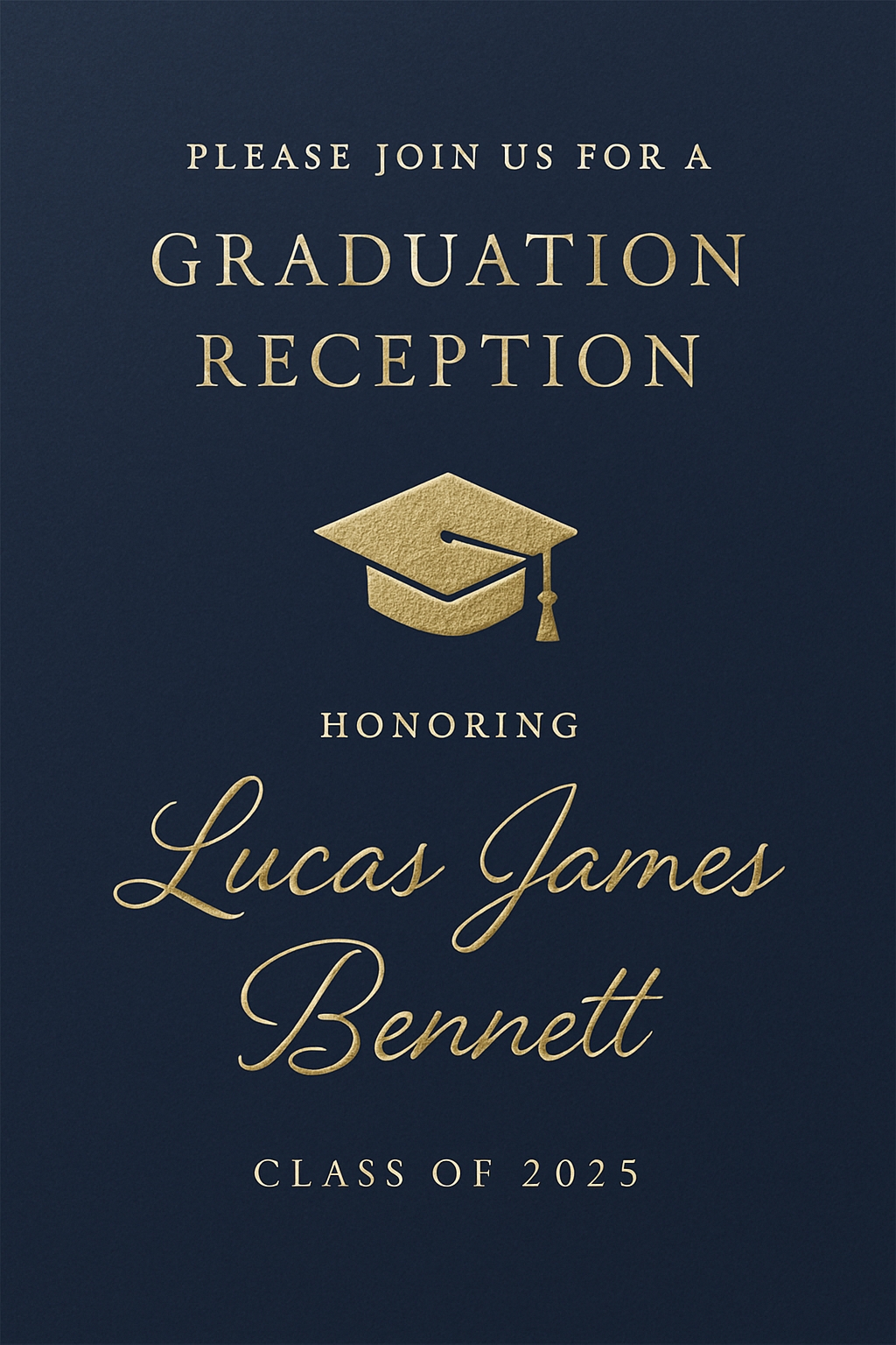 Elegant Navy Blue Graduation Reception Invitation Card Design