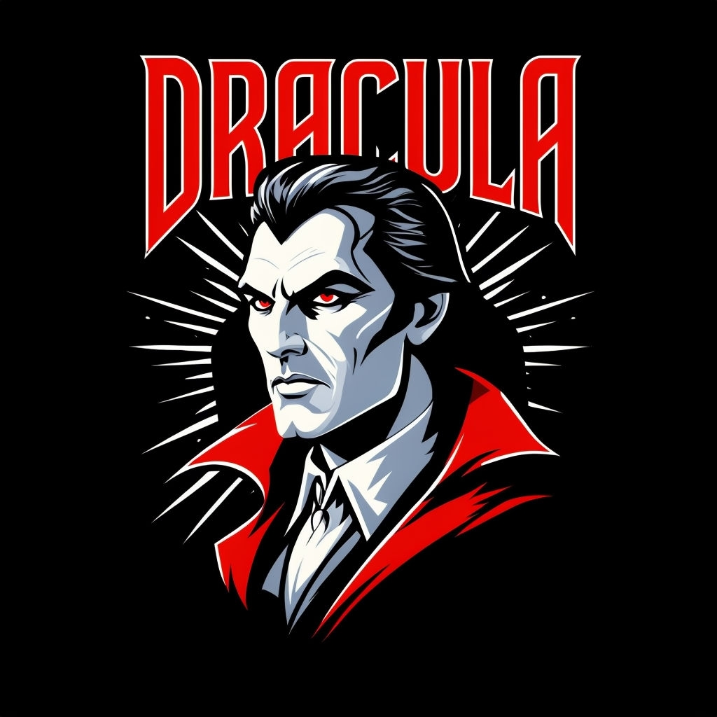 Dramatic Count Dracula Portrait Graphic T-Shirt