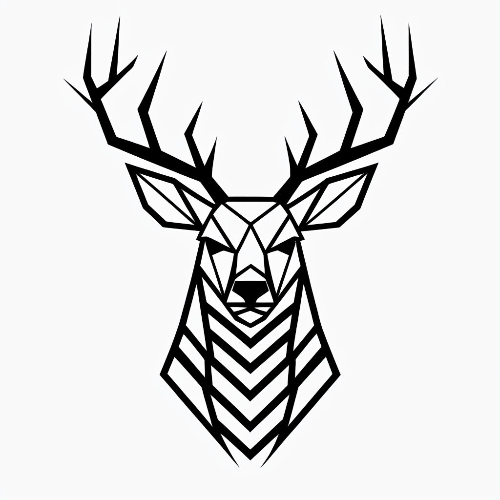 Minimalist Geometric Deer Head Line Art T-Shirt