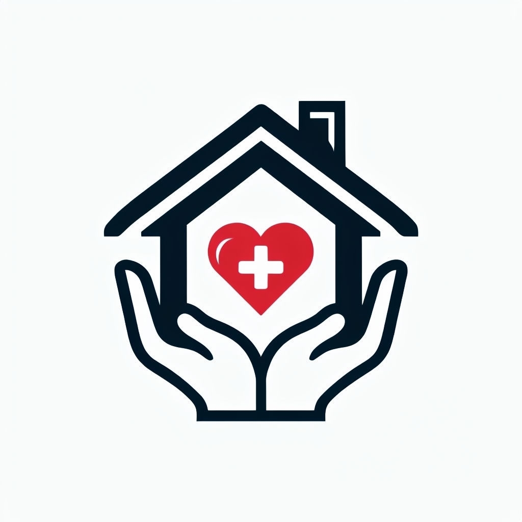 Navy Blue House with Heart and Hands Protective Logo