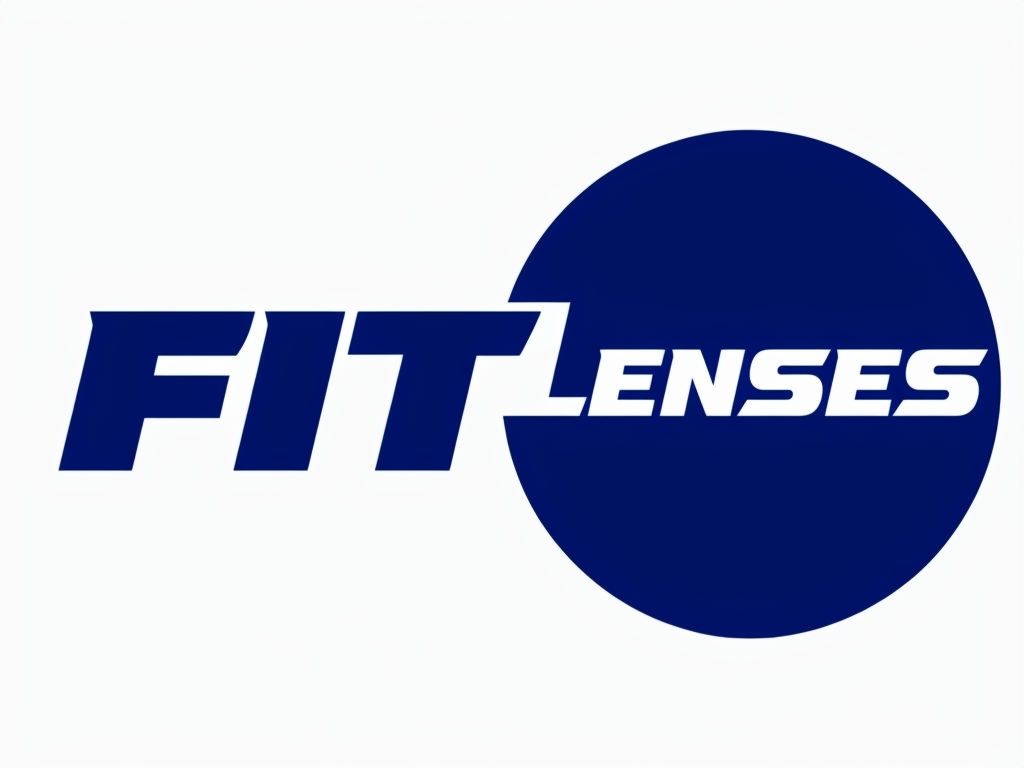 Modern Navy Blue FIT LENSES Logo Design on White Background Logo