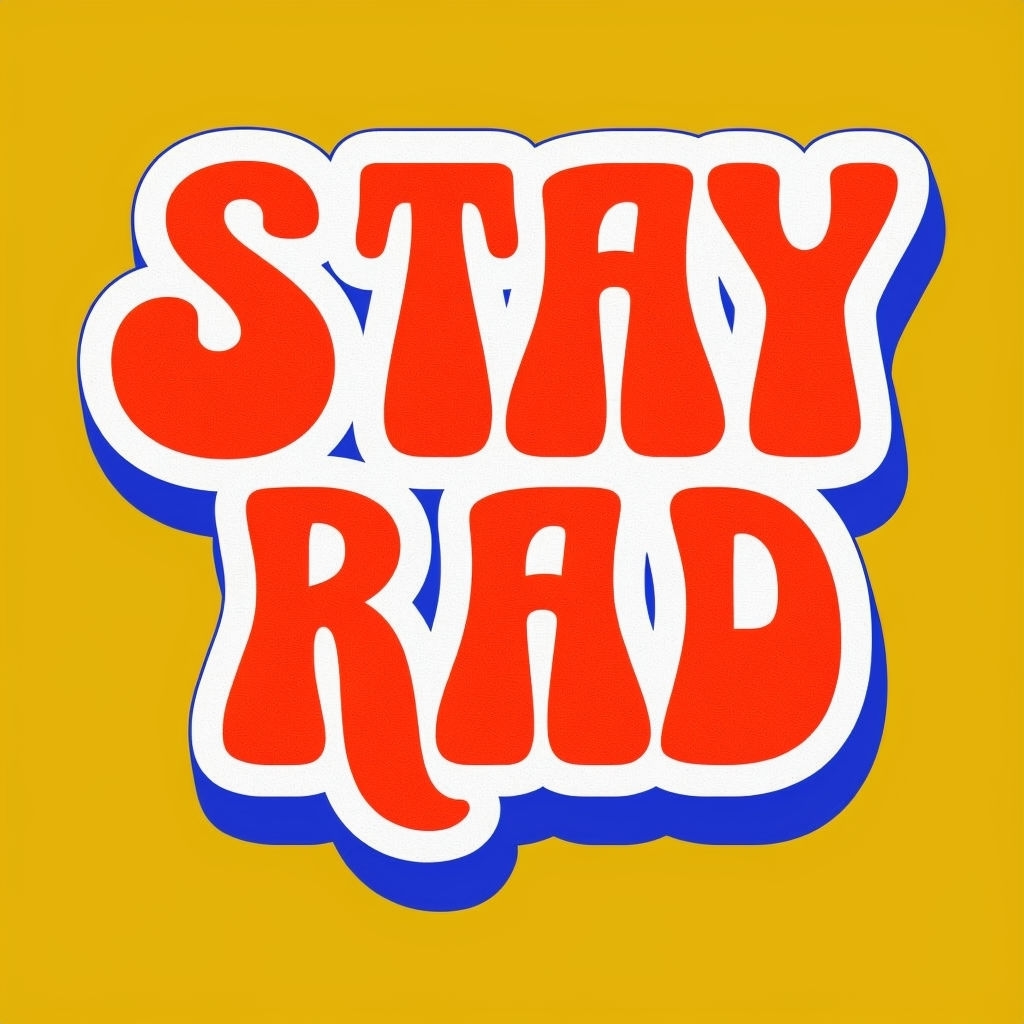 Vibrant Retro Stay Rad Typography Graphic T-Shirt