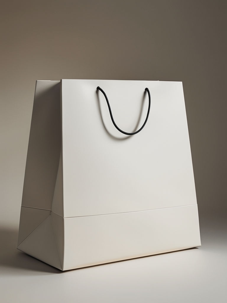 Elegant Minimalist Off-White Shopping Bag Design Mockup