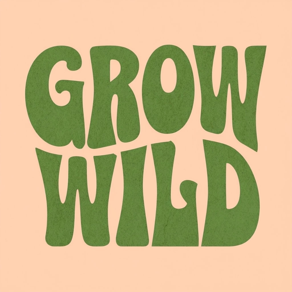 Vintage Retro Grow Wild Typography T-Shirt