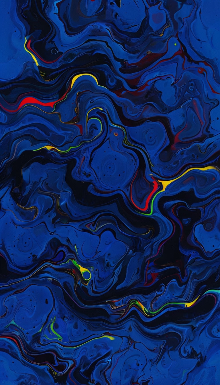 Dynamic Cobalt Blue Abstract Pattern with Vibrant Accents Mobile Wallpaper