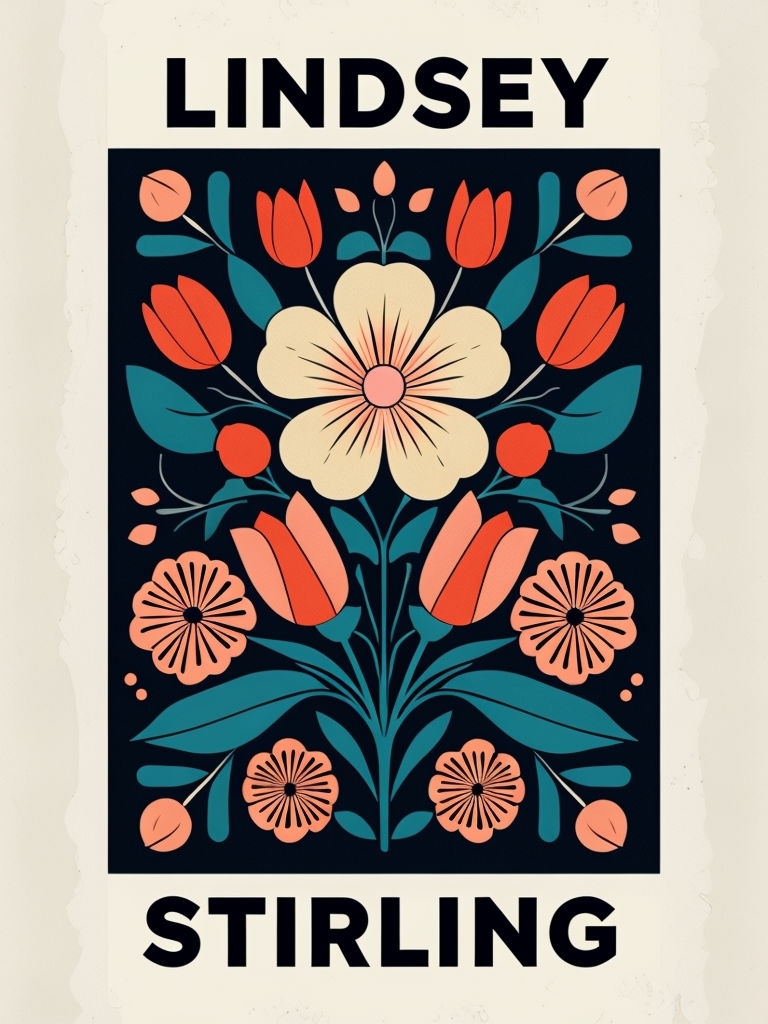 Symmetrical Floral Design with Bold Text Poster