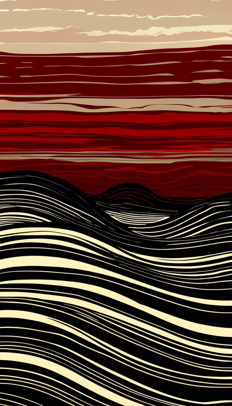 Striking Abstract Maroon and Black Landscape Phone Case Cover