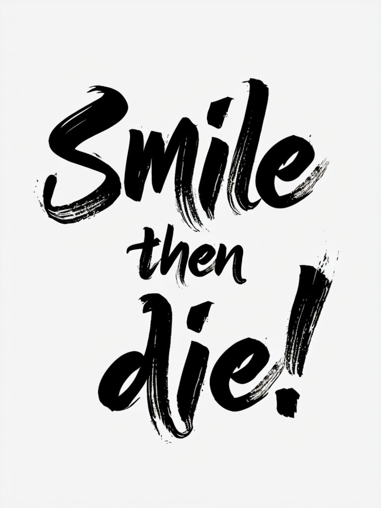 Bold Minimalist Brushstroke Smile Then Die Poster