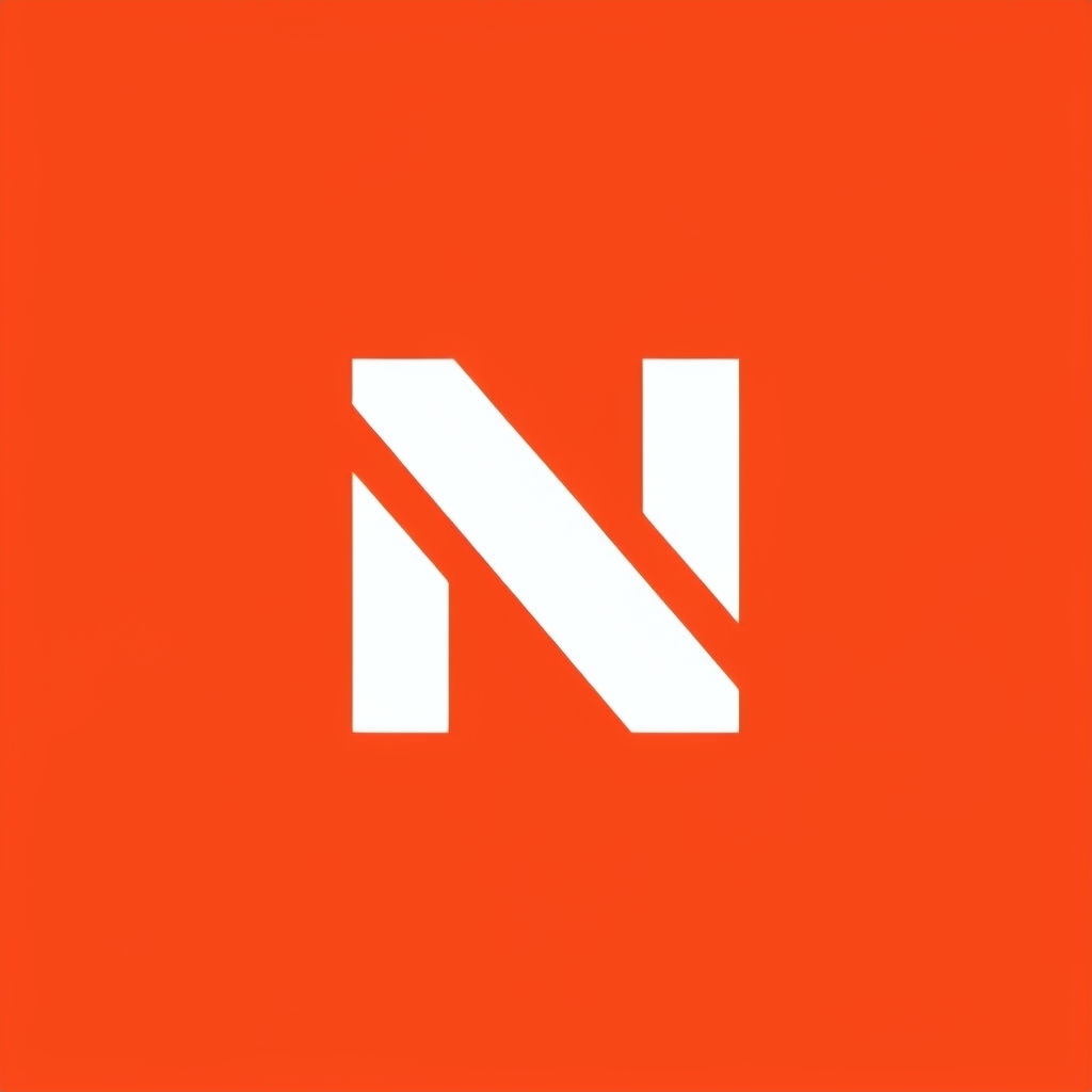 Bold White N Symbol on Vibrant Orange Background Logo