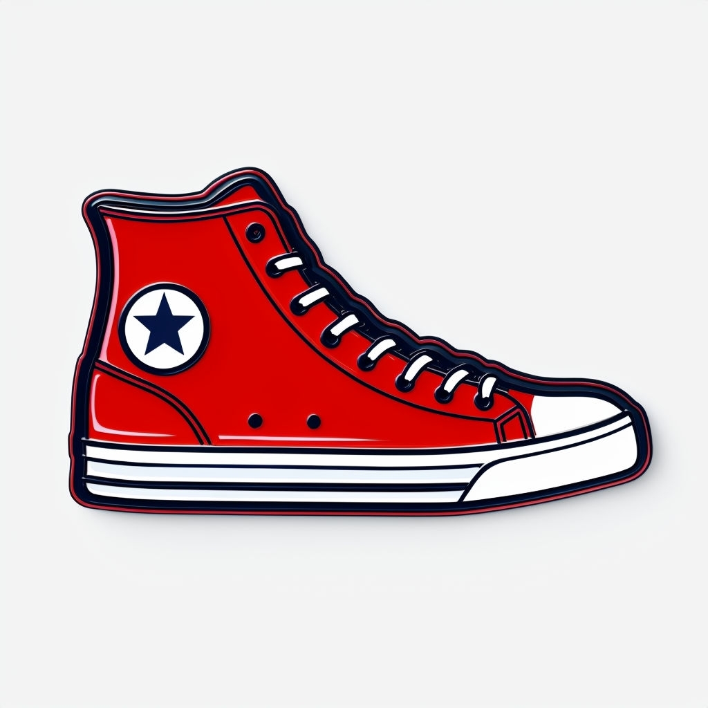 Vibrant Red High-Top Sneaker Illustration T-Shirt