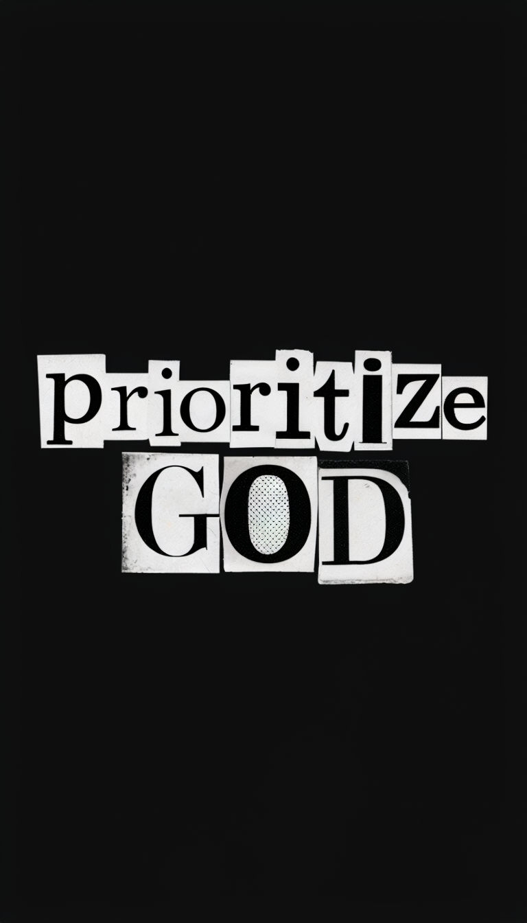 Bold Black and White Prioritize GOD Graphic Design T-Shirt