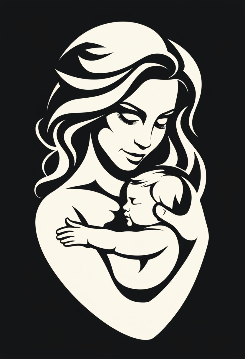 Mother Breastfeeding Baby Elegant Bond Illustration T-Shirt