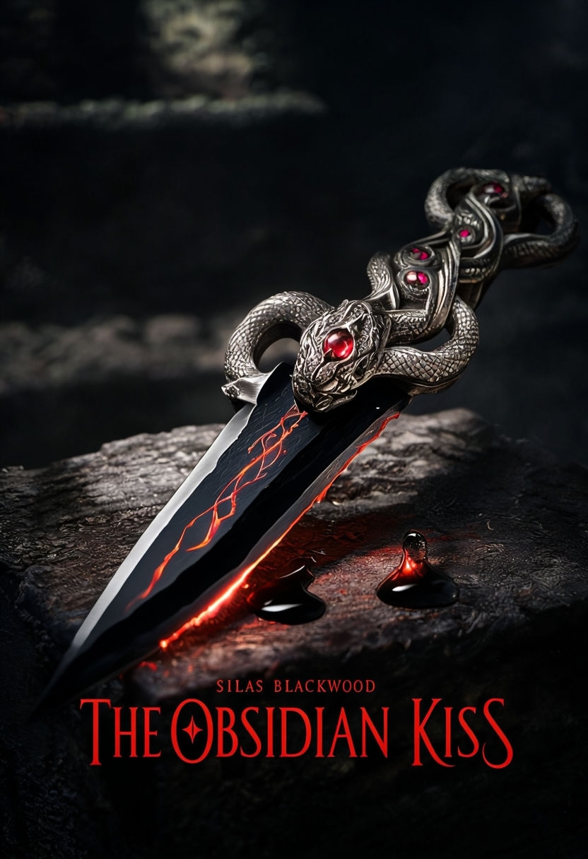 The Obsidian Kiss Dark Fantasy EBook Cover Featuring Cursed Dagger