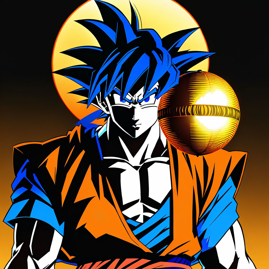 Goku holding the dragon spheres. Using a Guy Fawkes (anonymo... by D G ...