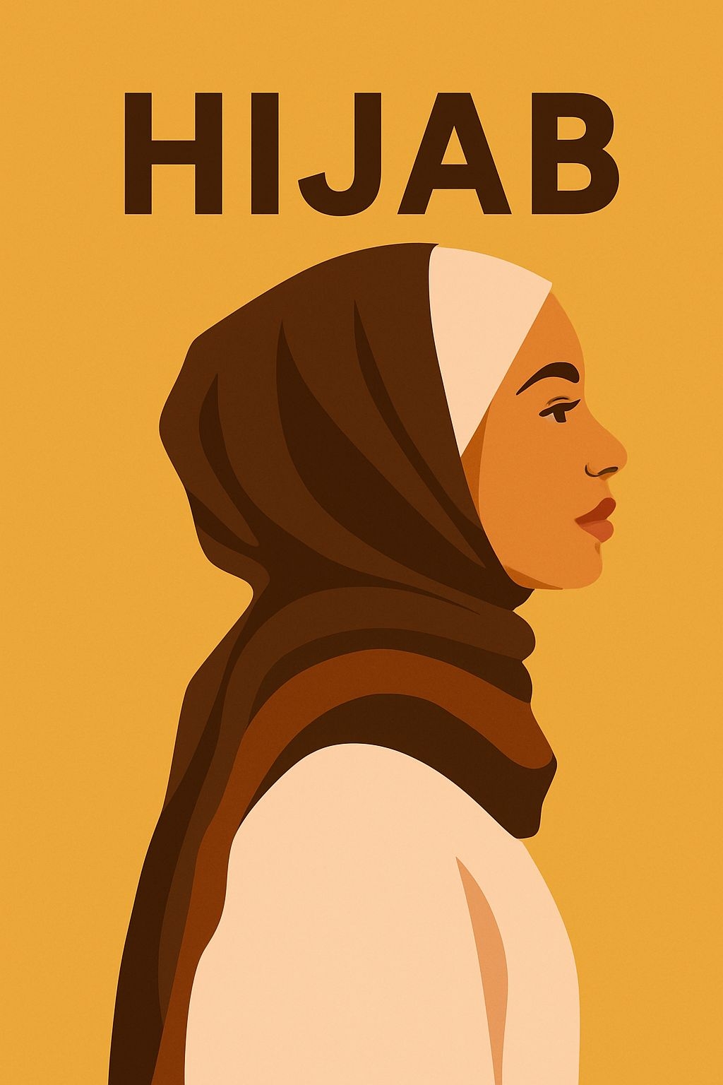 Modern Minimalist Woman in Hijab Illustration Poster