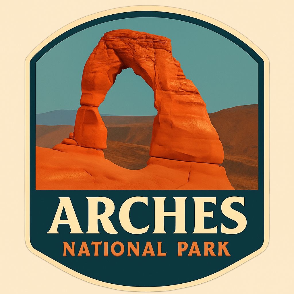 Vintage Arches National Park Badge Illustration for Hat Design