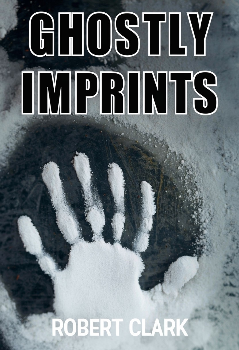 Ghostly Imprints Eerie Book Cover with White Handprint Design EBook Cover