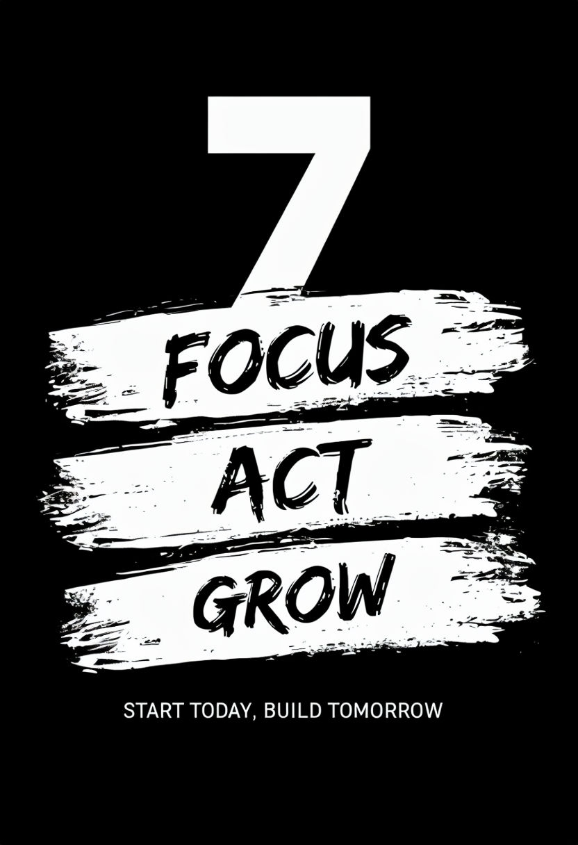 Bold Black and White Motivational Focus Act Grow Poster