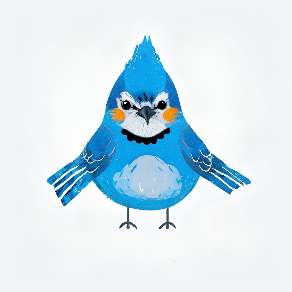 Vibrant Cerulean Blue Jay With Acorns On White Background