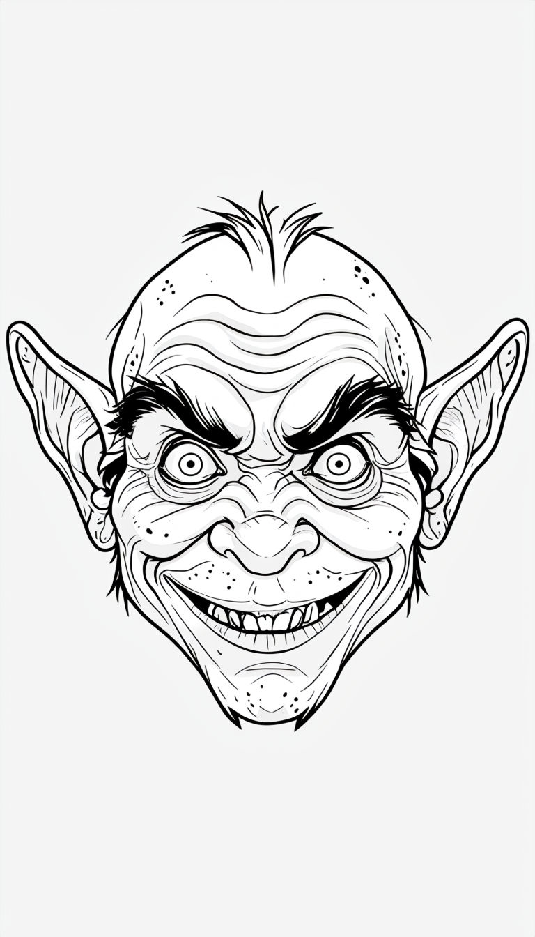 Cartoon Goblin Face Line Art Illustration Phone Case Cover