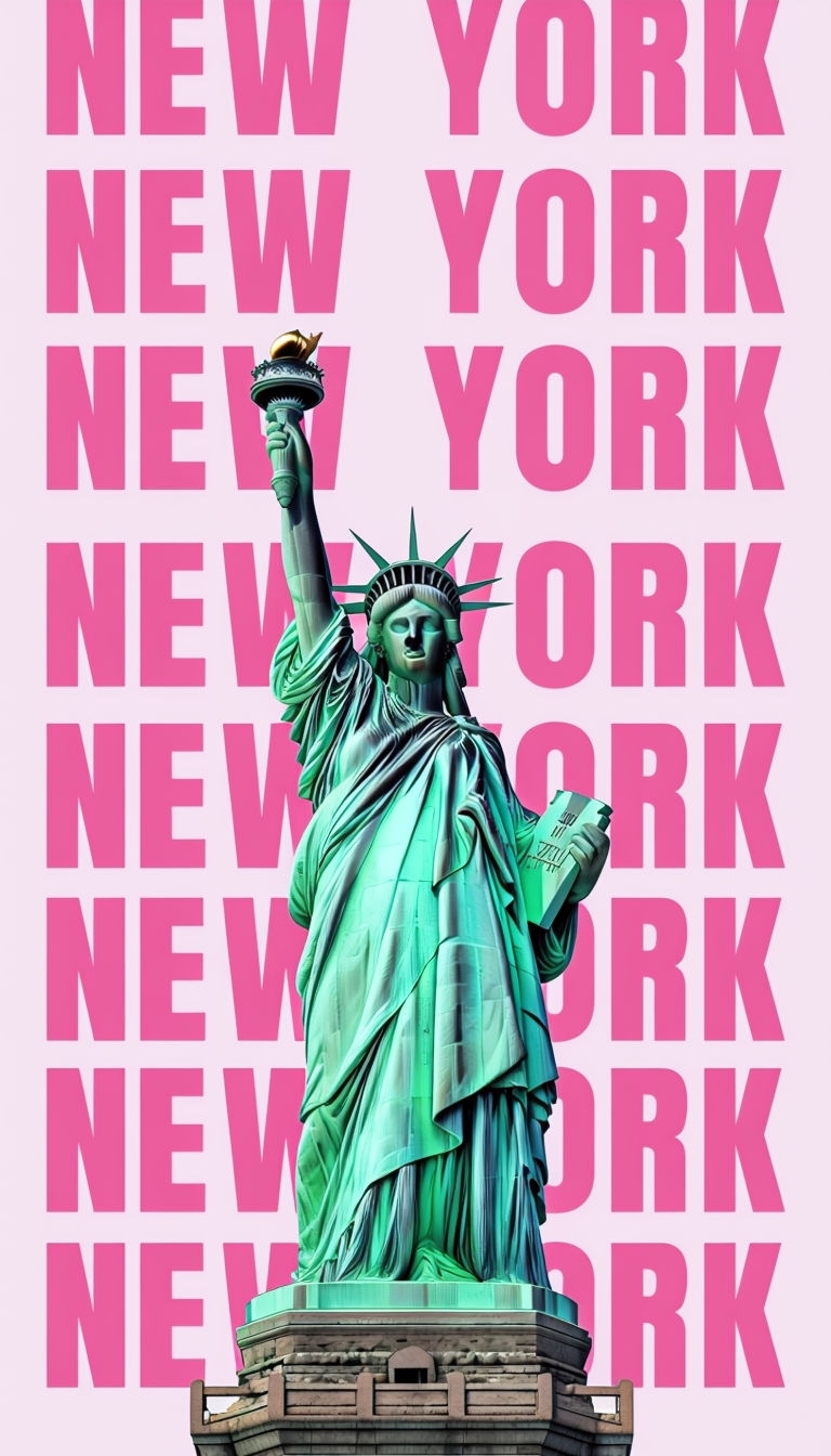 Mint Green Statue of Liberty Graphic Design Mobile Wallpaper