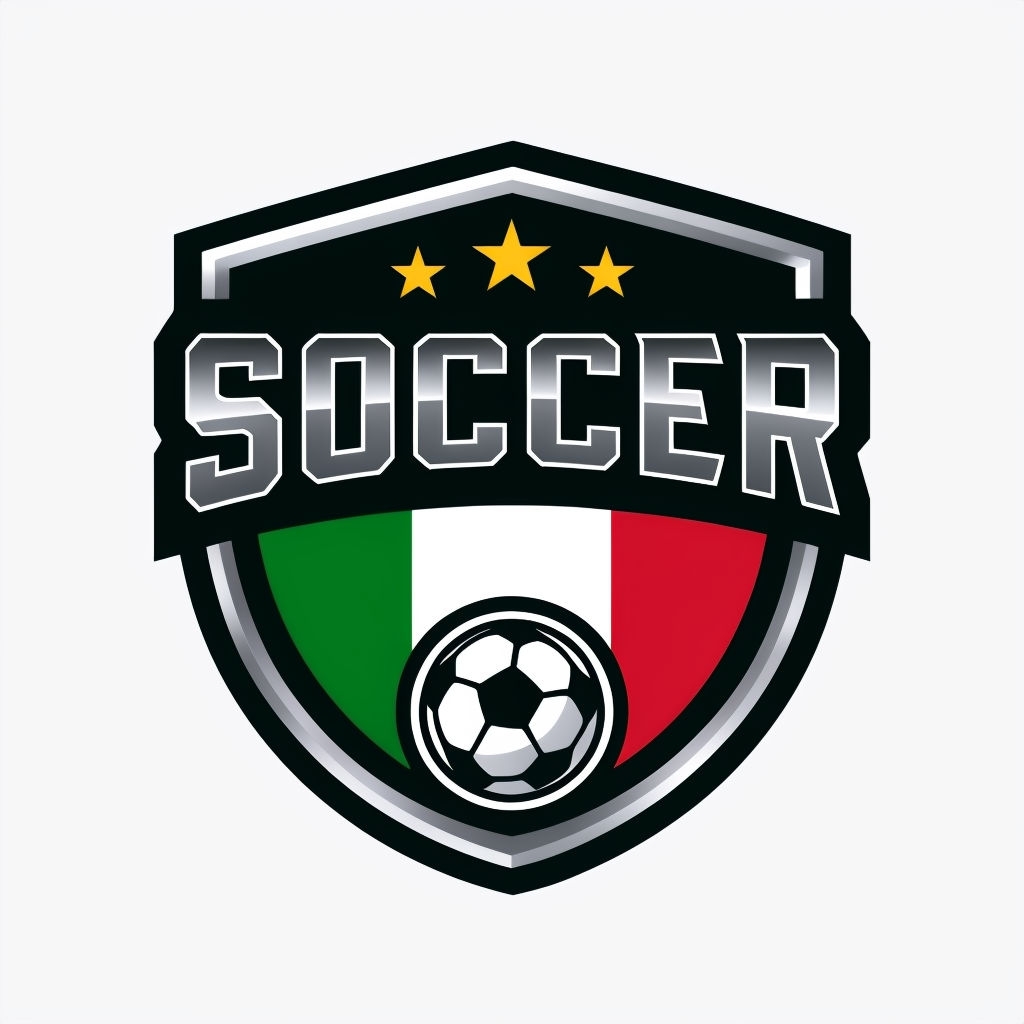 Bold Soccer Emblem with Stars and Italian Flag Elements Logo