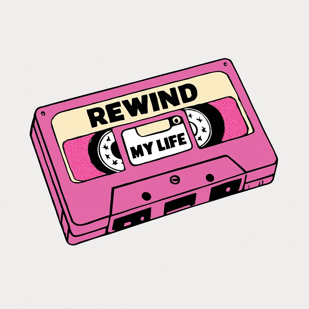 Vibrant Magenta Cassette Tape Illustration Sticker