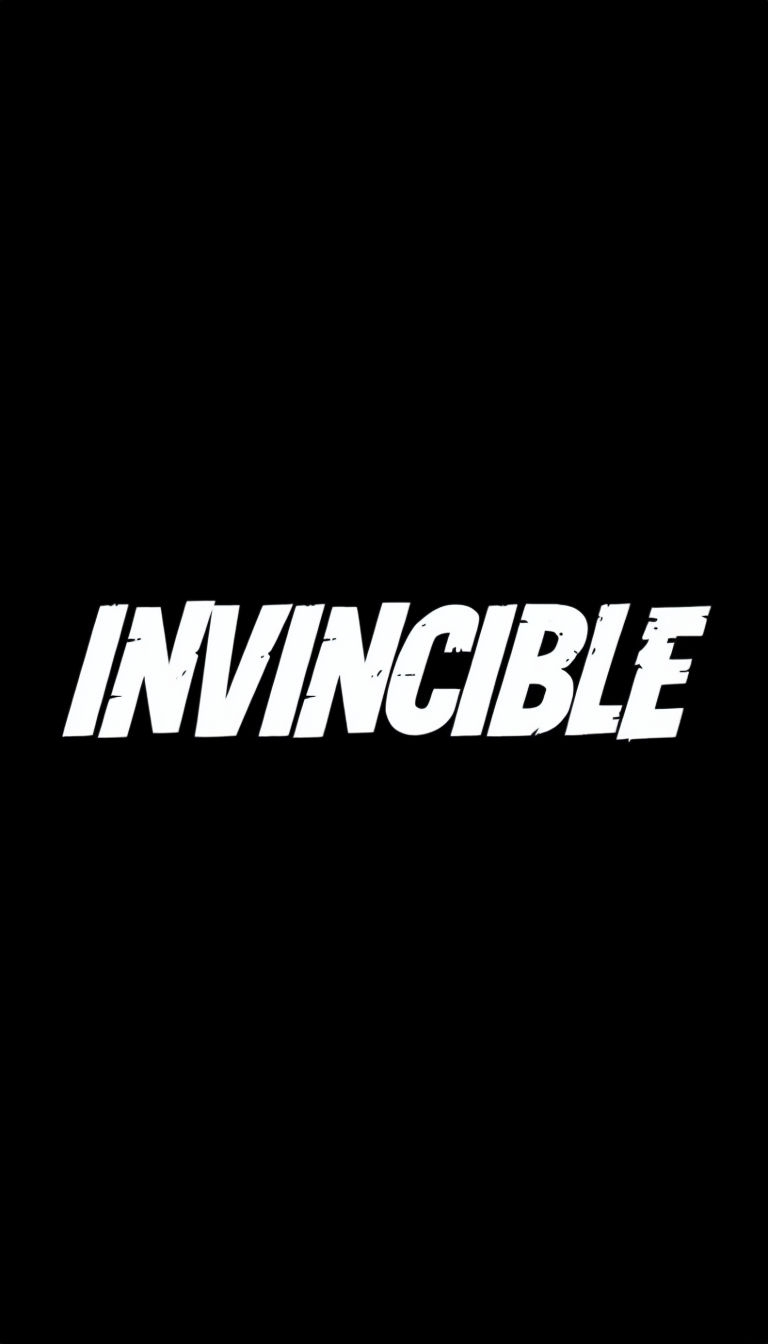 Bold White INVINCIBLE Text on Black Background Mobile Wallpaper