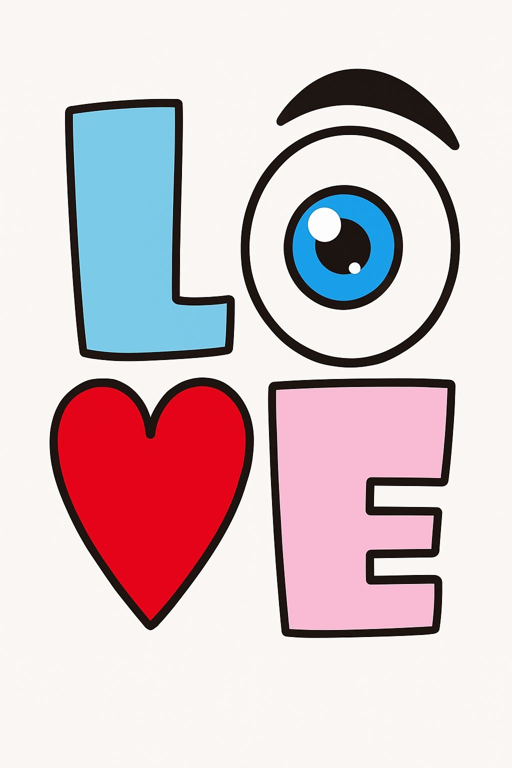 Colorful Cartoon Love Typography Illustration Poster