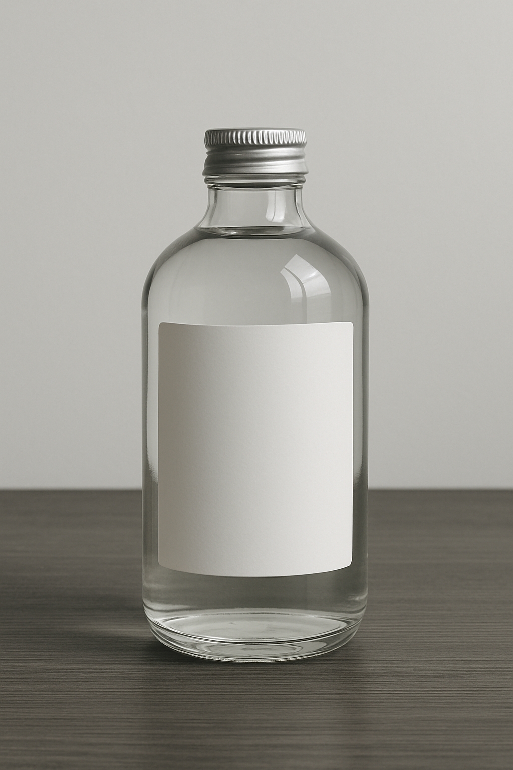 Minimalist Clear Glass Bottle with Label Mockup