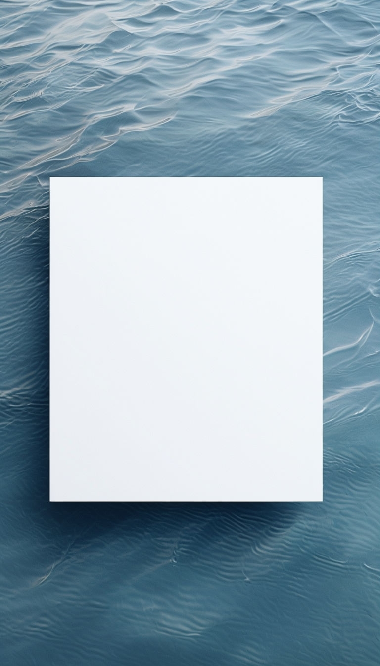 Tranquil White Square Over Calm Water Background Social Media Post
