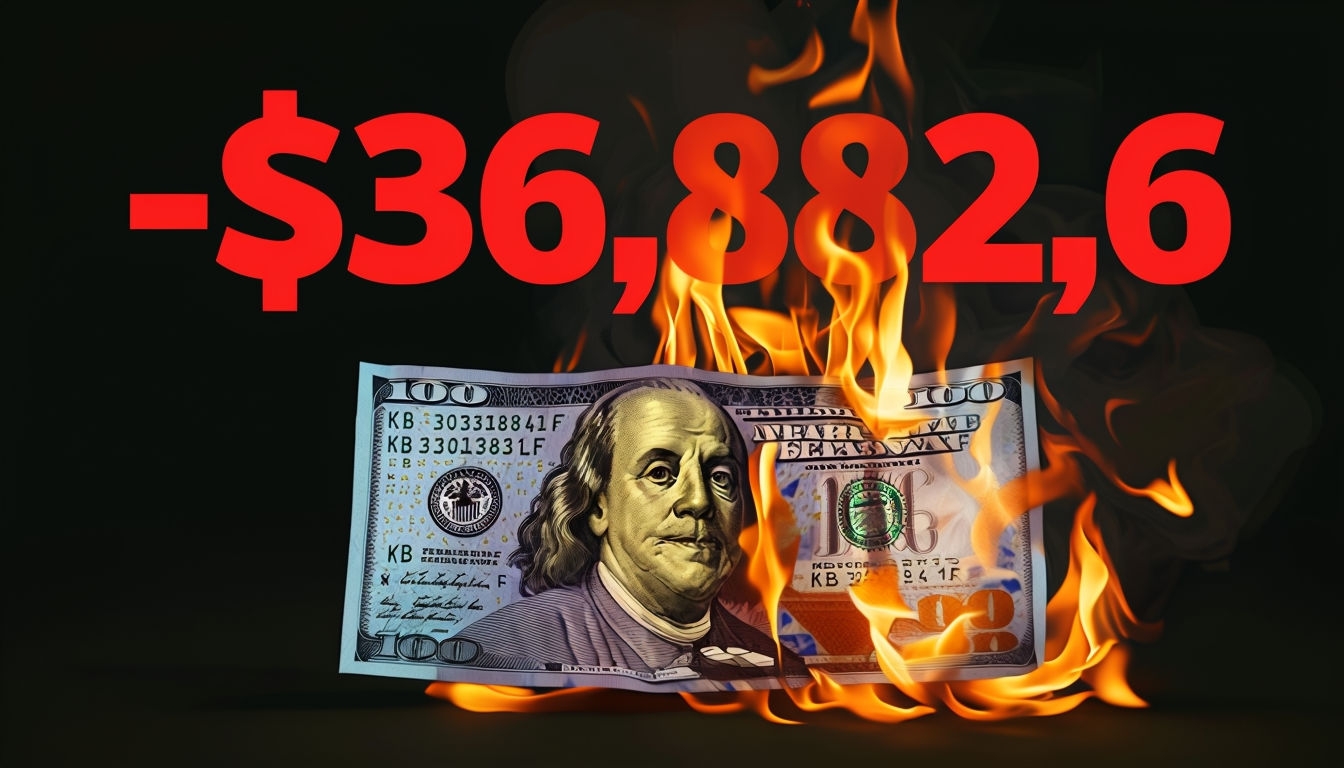 Dramatic Illustration of Burning Money and Financial Loss Social Media Post