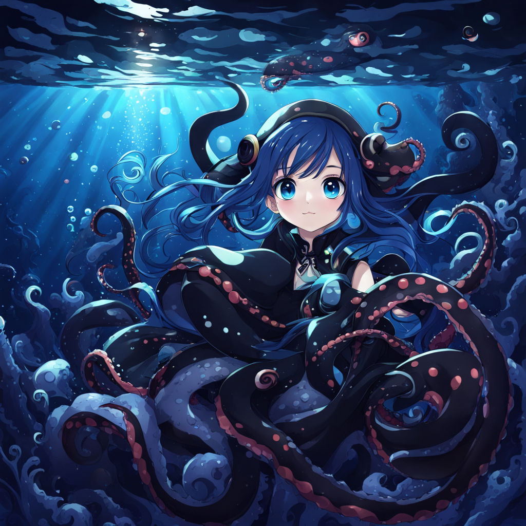 anime girl attacked by tentacles monster