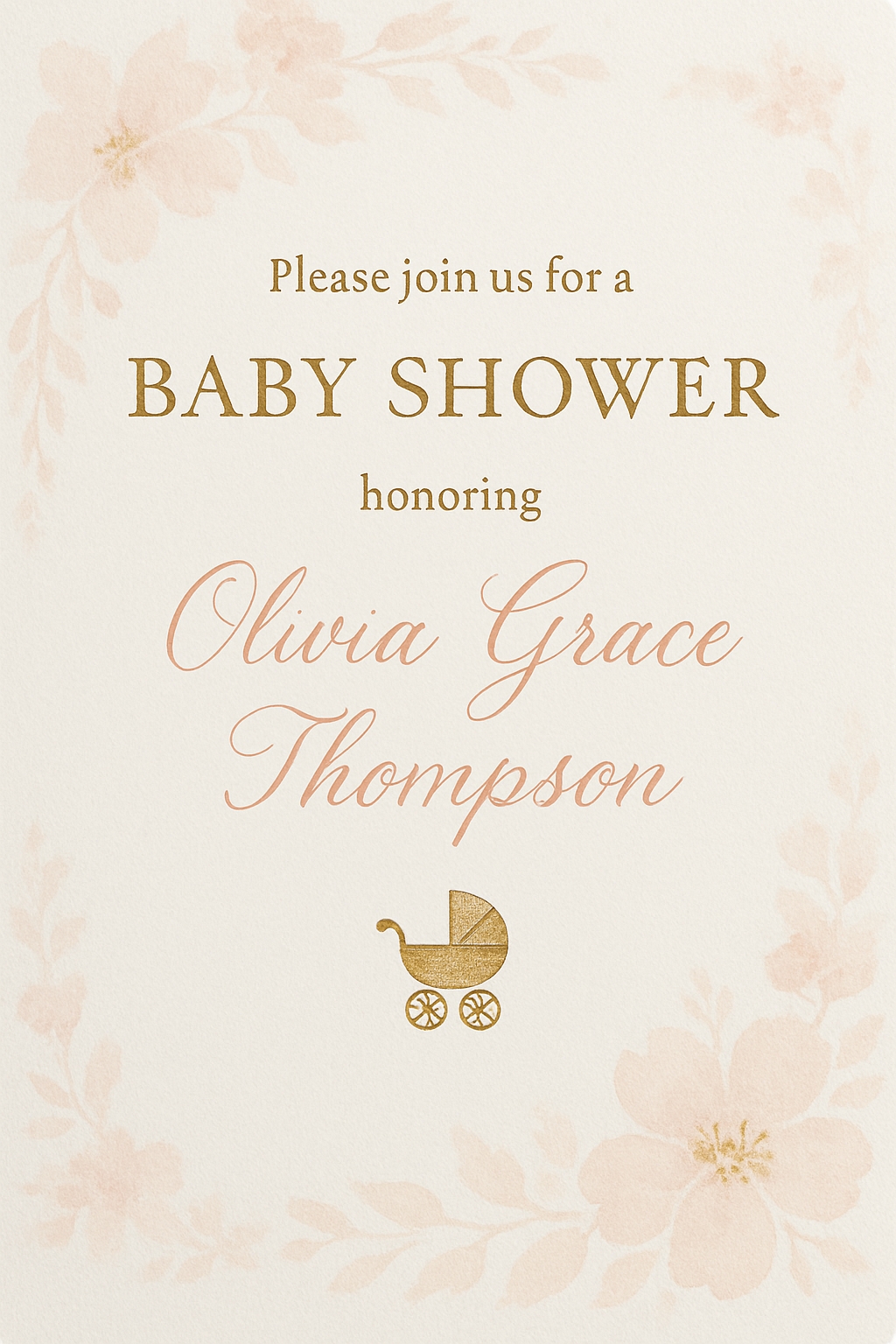 Elegant Baby Shower Invitation Card with Floral Border Design Cards & Invites