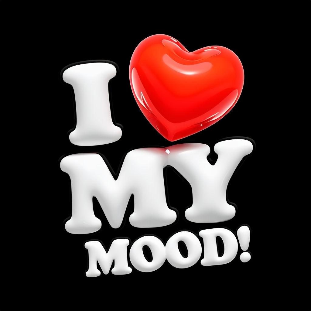 Bold 3D "I ♥ MY MOOD!" Text Art for Stylish Poster