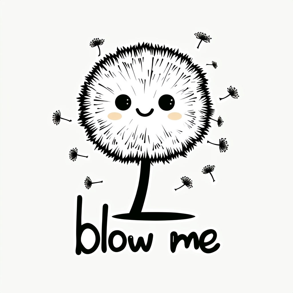 Cute Whimsical Dandelion Character with Blow Me Text Mug