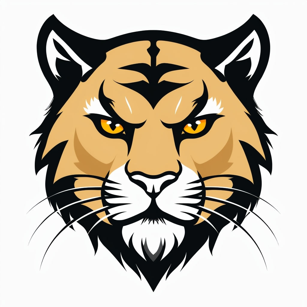 Fierce Anthropomorphic Feline Face Cartoon Illustration Sticker