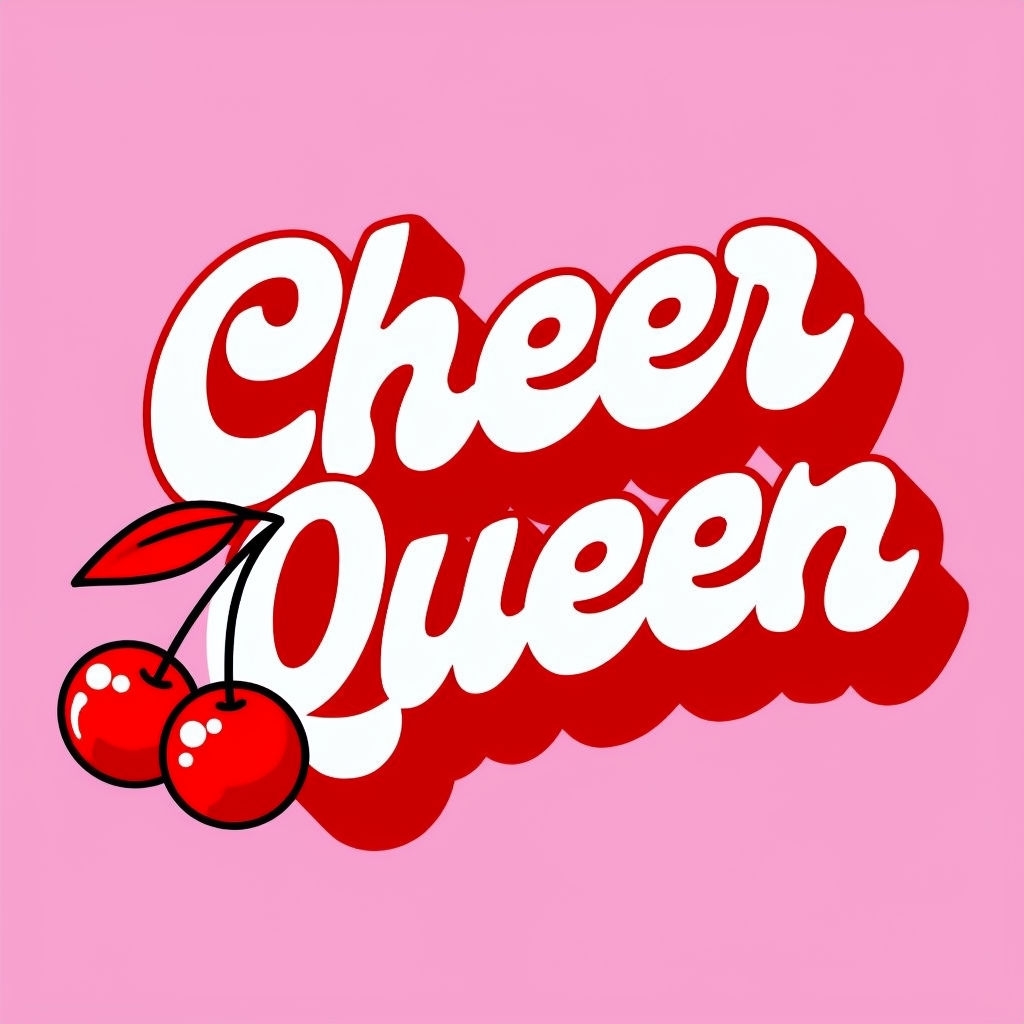 Cheer Queen Playful Cherry Red Text T-Shirt