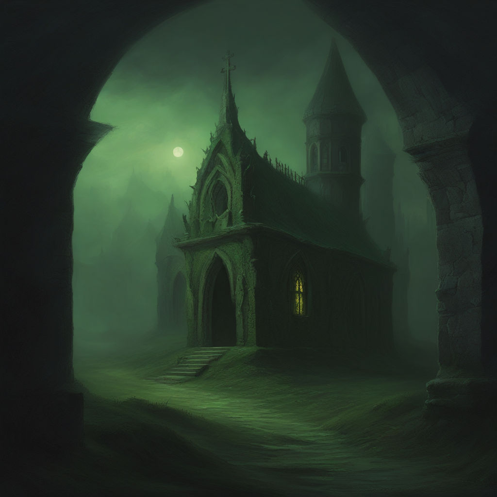 Middle ages dark fantasy crypt green fog night oil image by Армин Чаад ...