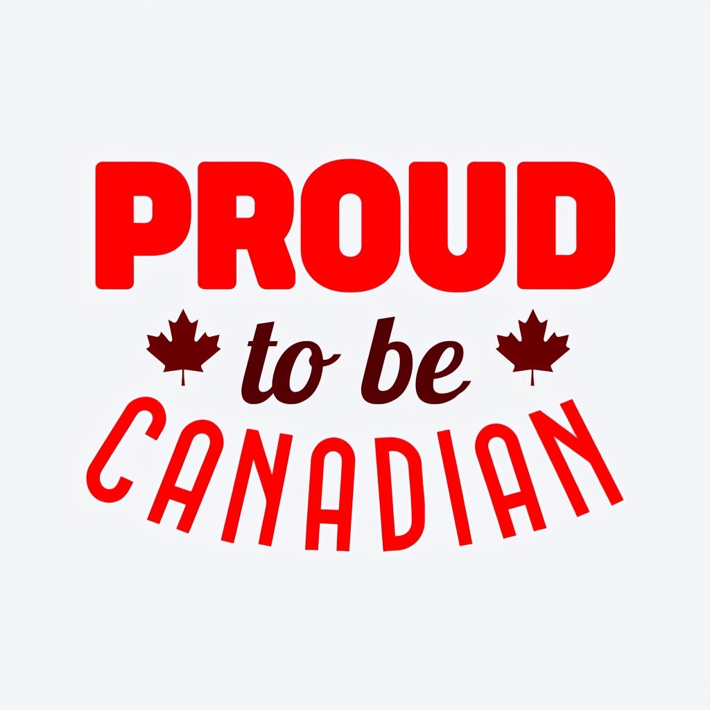 Proud to be Canadian Typography with Maple Leaf Icons Sticker