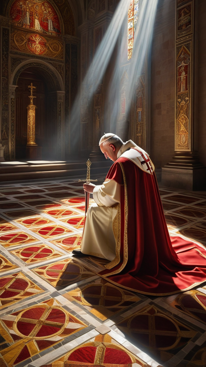 Knights Templar kneeling before the Pope in an ornate Vatica... by 최성호 ...