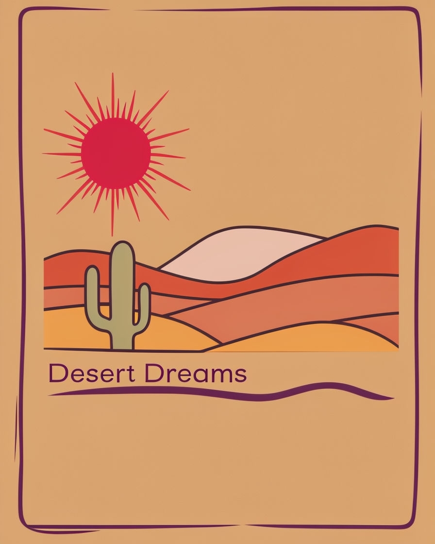 Desert Dreams Bold Graphic Design on Sandy Beige T-Shirt