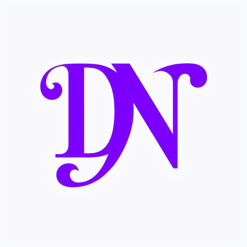 Stylized DN Letter Design in Vibrant Blue Violet Logo